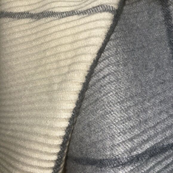 Pleated Oversized Scarf Ivory Gray Pleated Super Soft - Picture 2 of 4